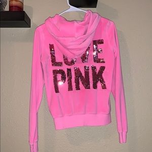 Love pink zip up jacket